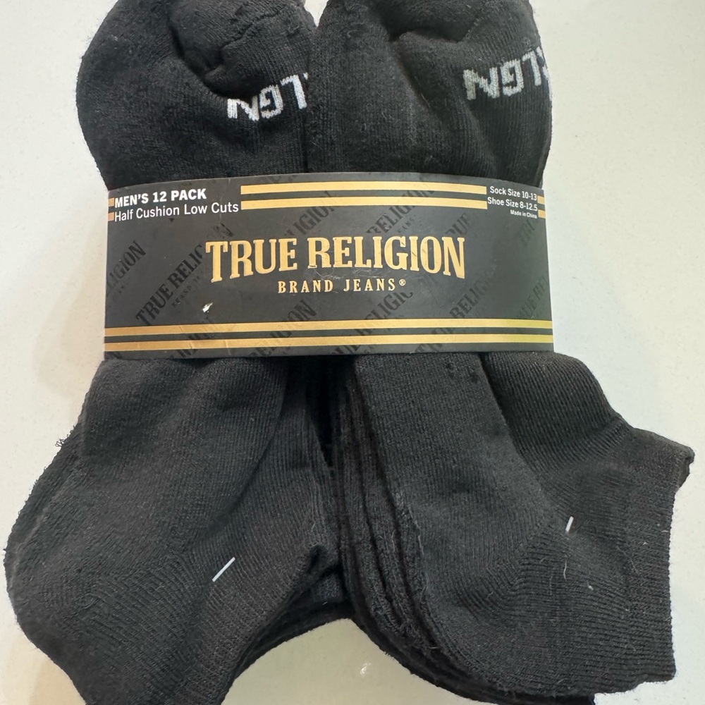 True Religion Men's Casual Black Socks 12 Pack
